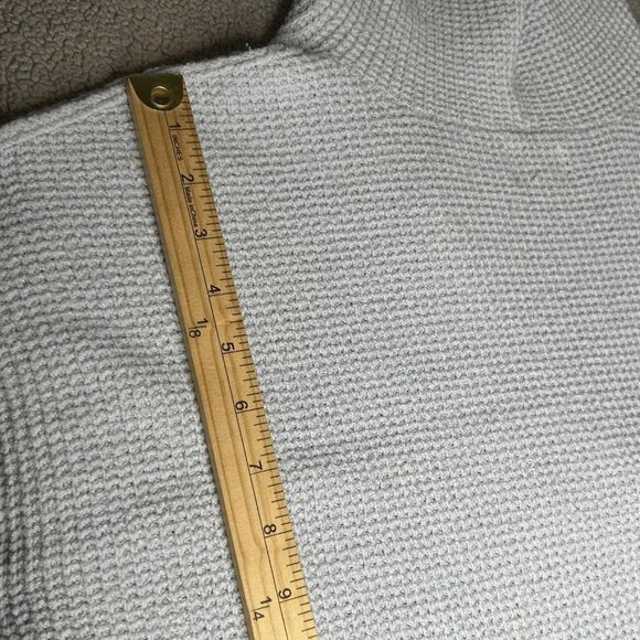 Aerie Sweater Womens XS Light Blue Hoodie Oversized V Neck Waffle Knit Soft Boxy - Picture 9 of 14